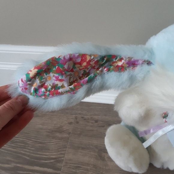 Vintage soft stuffie and plush bunny. Blue White. Cute Face. - Picture 4 of 6